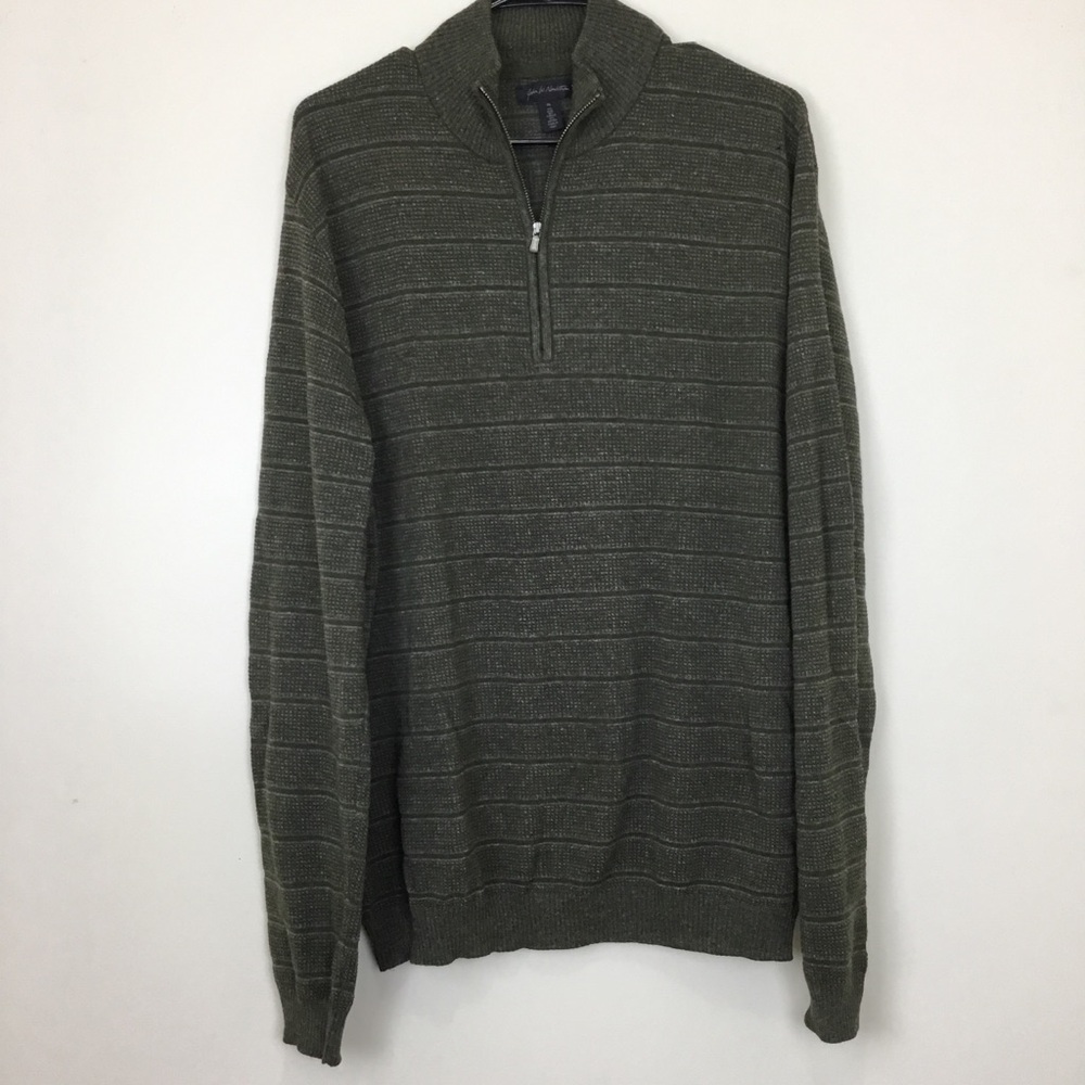 John W. Nordstrom Men’s XL Wool Blend Green 1/4-Zip Pullover Made in Italy